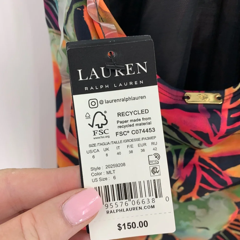 Lauren Ralph Lauren High-Neck Tummy Control One Piece in Midnight Tropic…